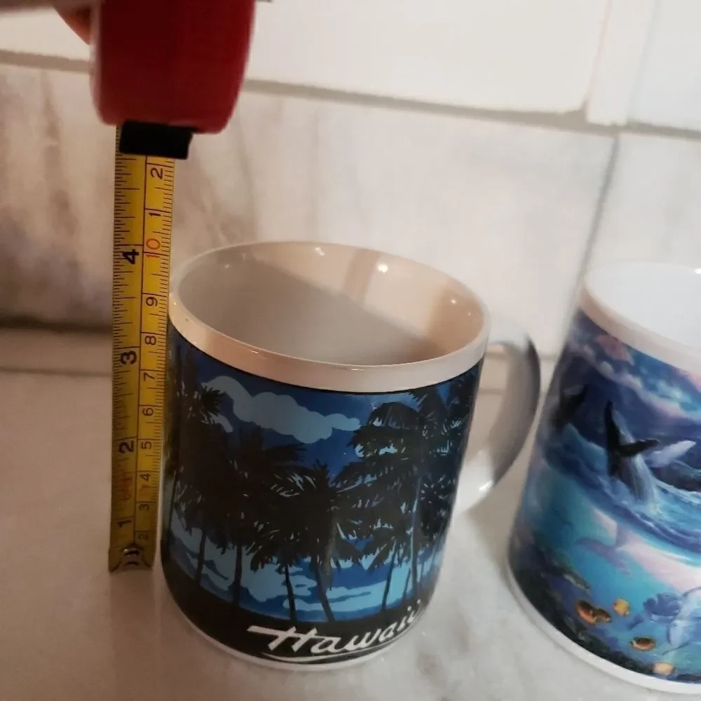 Hawaiian Design coffee tea mugs set of 2
